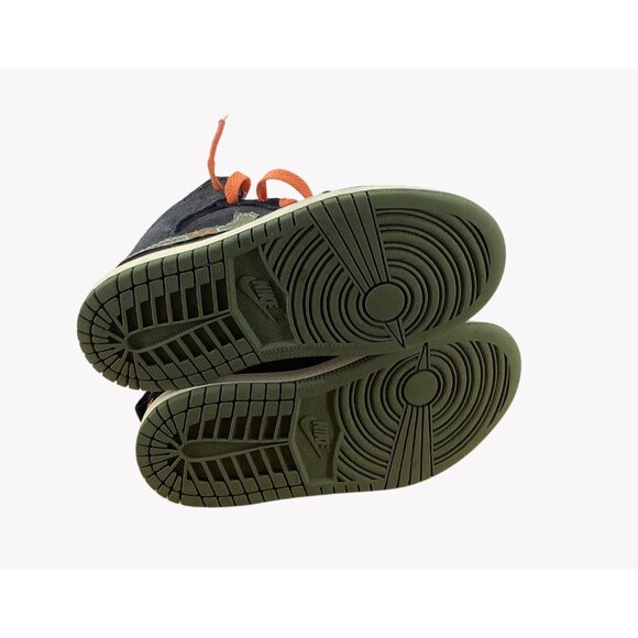 Air Jordan 1 Mid SE GS Black/Orange Suede Shoes Size 11C Youth - Picture 7 of 7